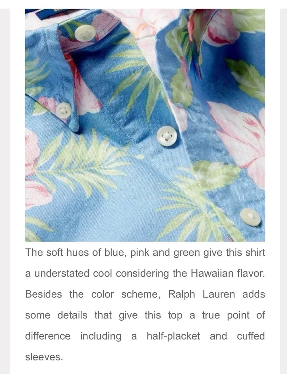 Ralph Lauren Light Blue Tropical Print 100% Cotton Short Sleeve Pullover Shirt